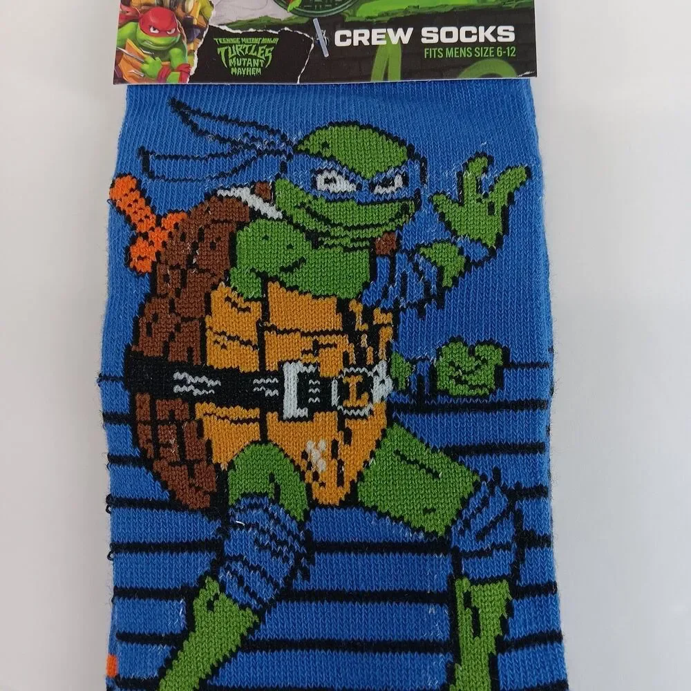 Teenage Mutant Ninja Turtles TMNT 2-pair Cartoon Mens Sz 6-12 Crew Socks NWT
